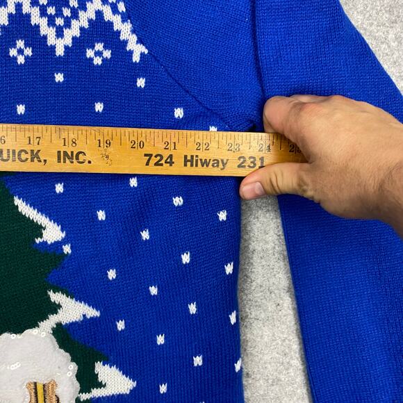 jolly sweaters womens XXL Christmas‎ Oversize knit 3D snowman blue winner - Picture 9 of 10